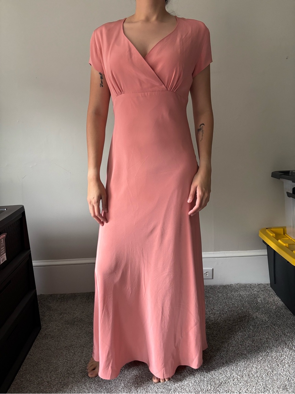 Vintage cottage formal Silk Coral Fairy  Wedding Guest maxi dress - Size Small